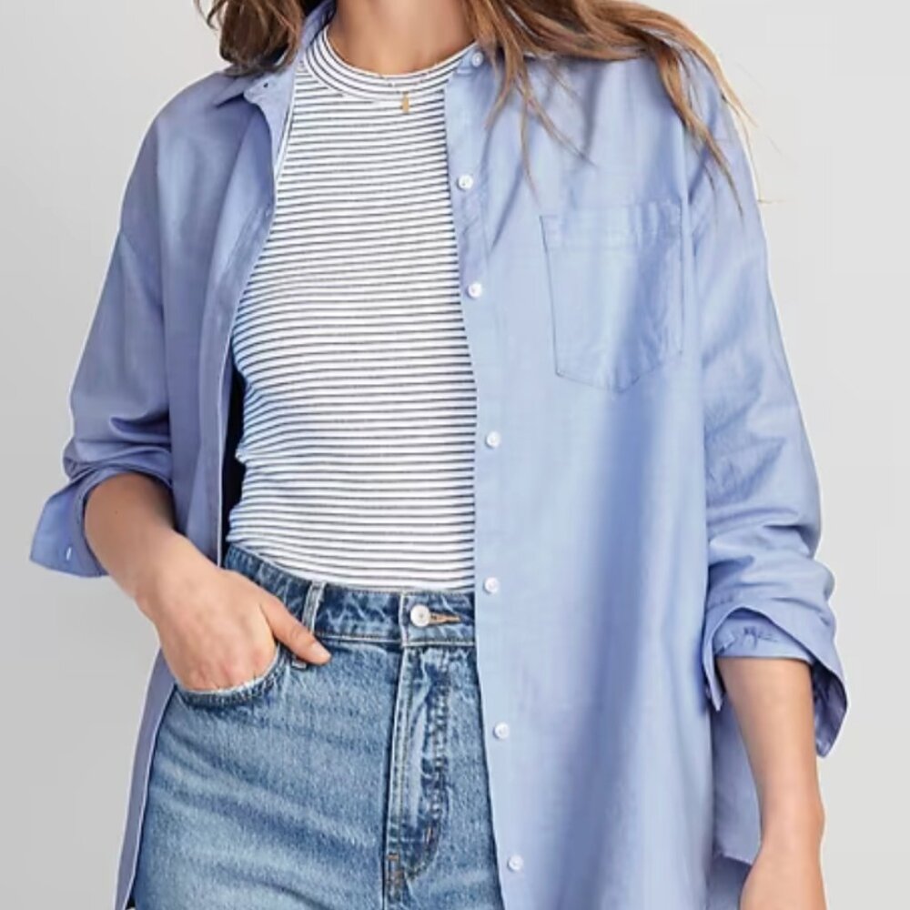 Old Navy boyfriend button-down shirt Blue *NWT*